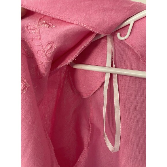 Vintage 2 Piece Linen Dress Set Sz L Dress With Short Sleeve Jacket Embroidered - Picture 15 of 16